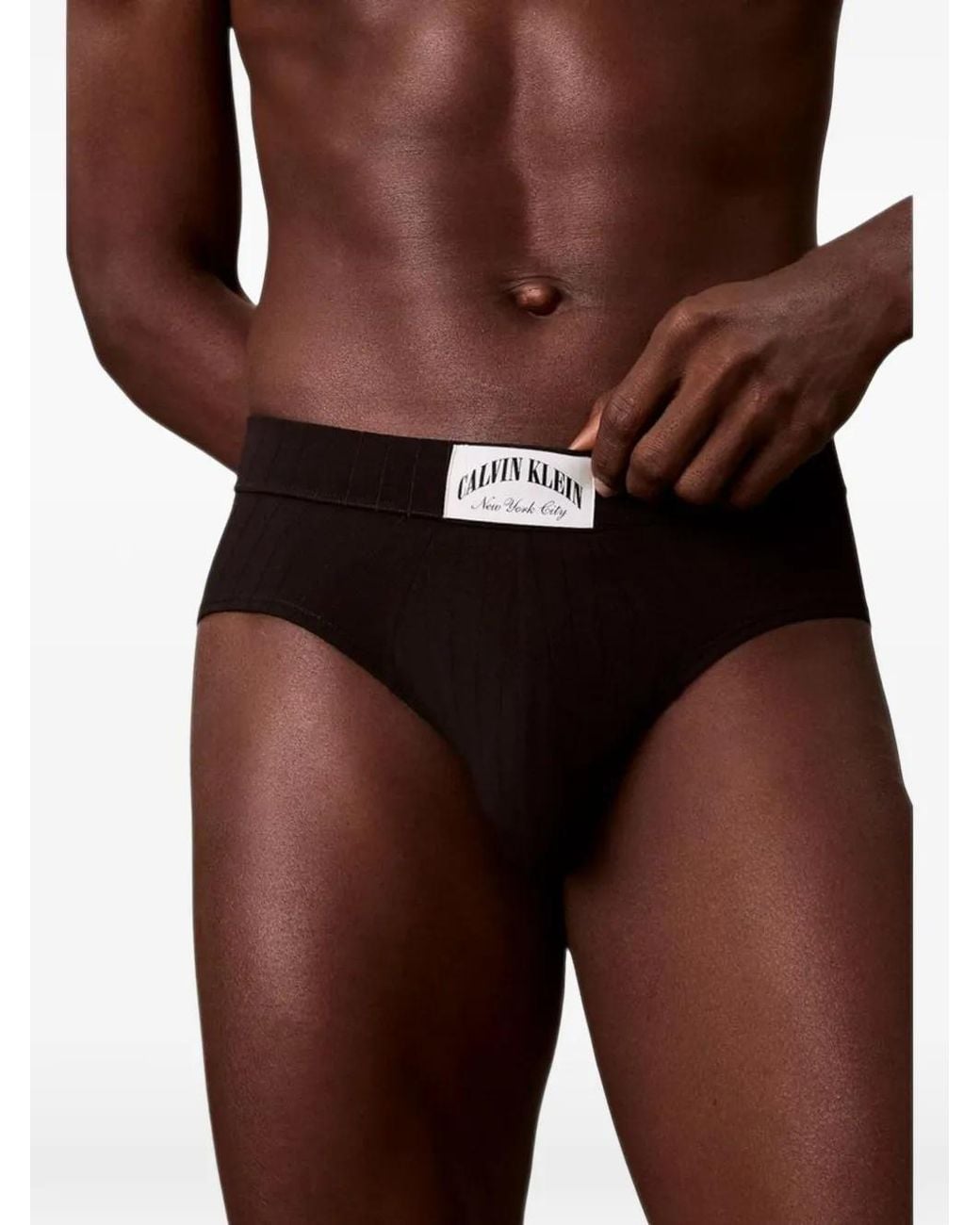 Calvin Klein Red Heritage Logo-Patch Ribbed Briefs for men