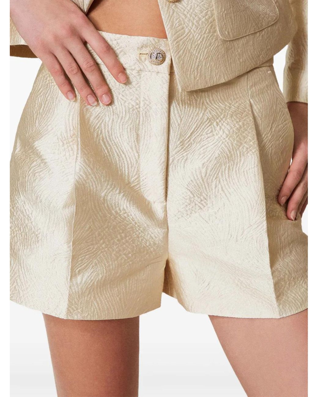 Twinset Natural Brocade Jacquard Shorts