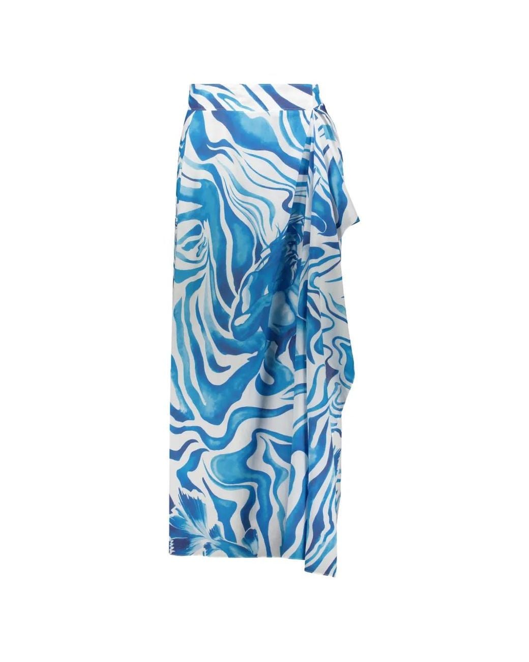 Alberta Ferretti Blue Asymmetric Graphic-Print Skirt