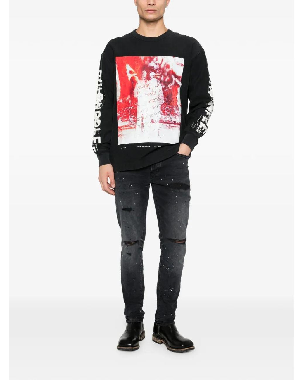Purple Brand P001 Reflective Paint Repair Skinny Jeans in Black