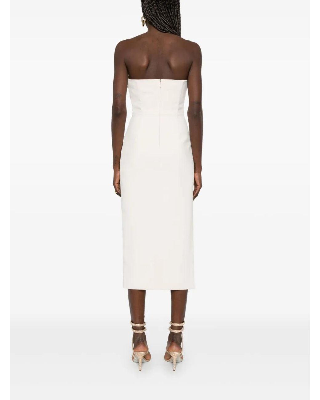 Elisabetta Franchi White Cream Midi Dress