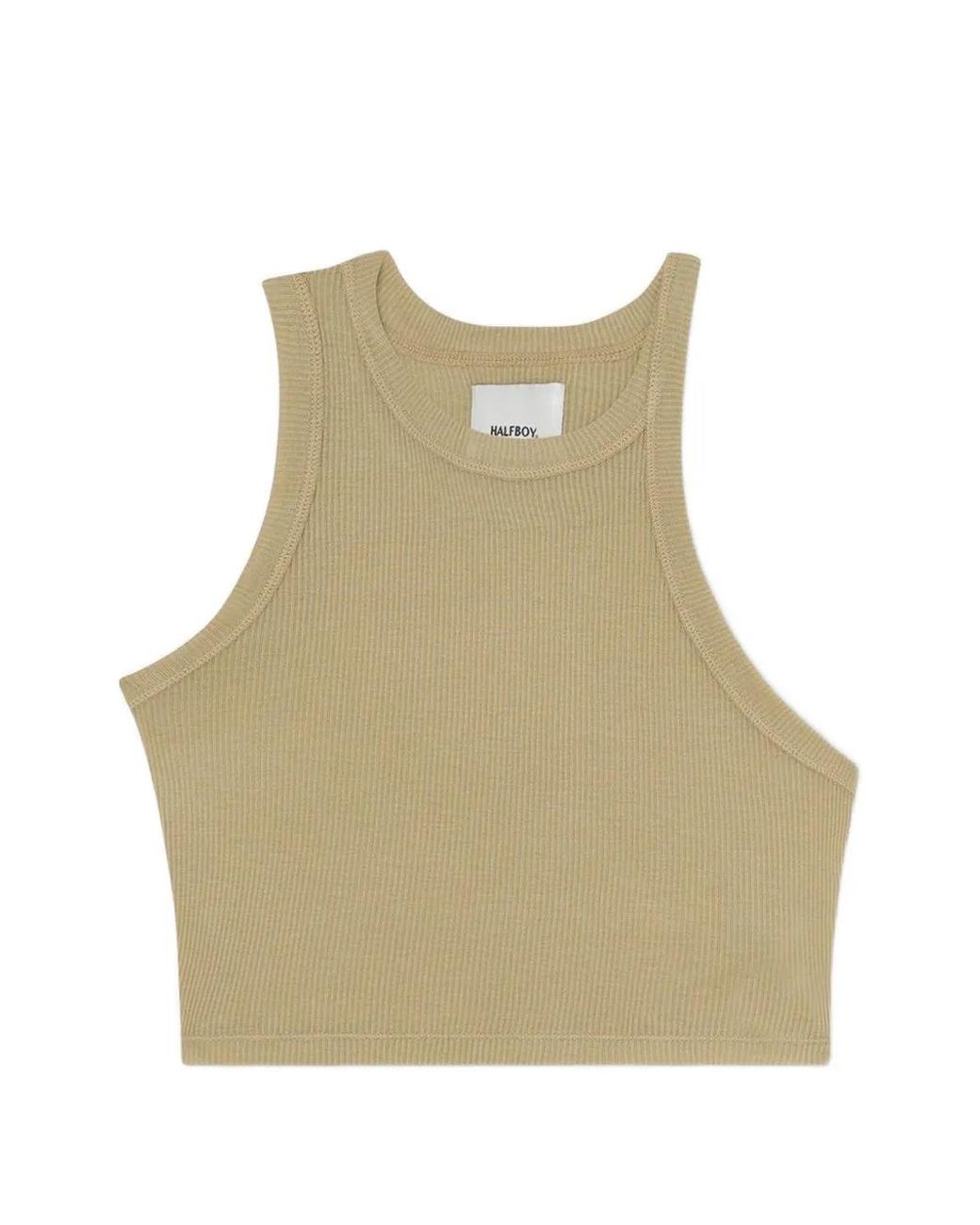 Halfboy Natural Ribbed-Knit Crop Top