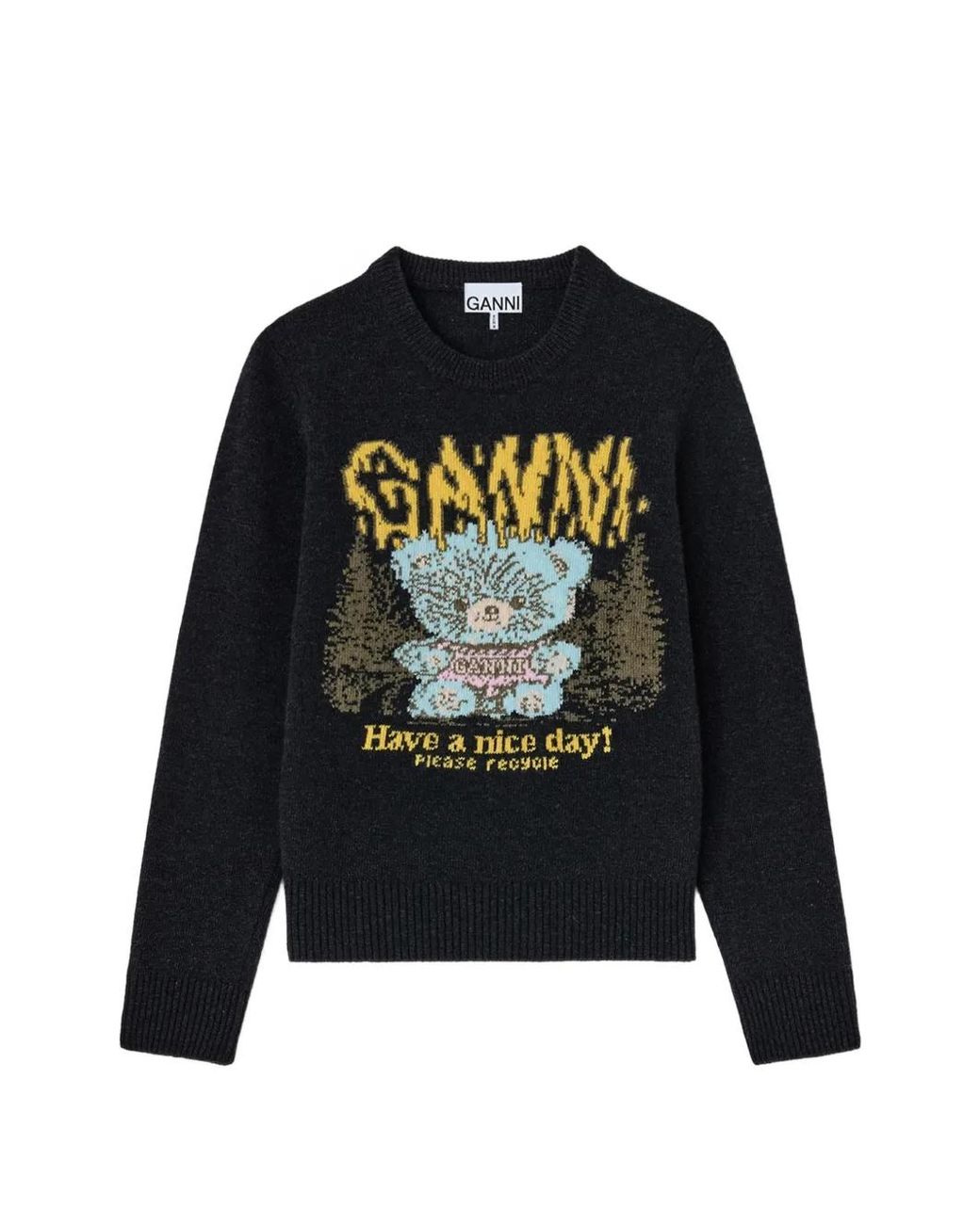 Ganni Black Wool Polyamide Sweater