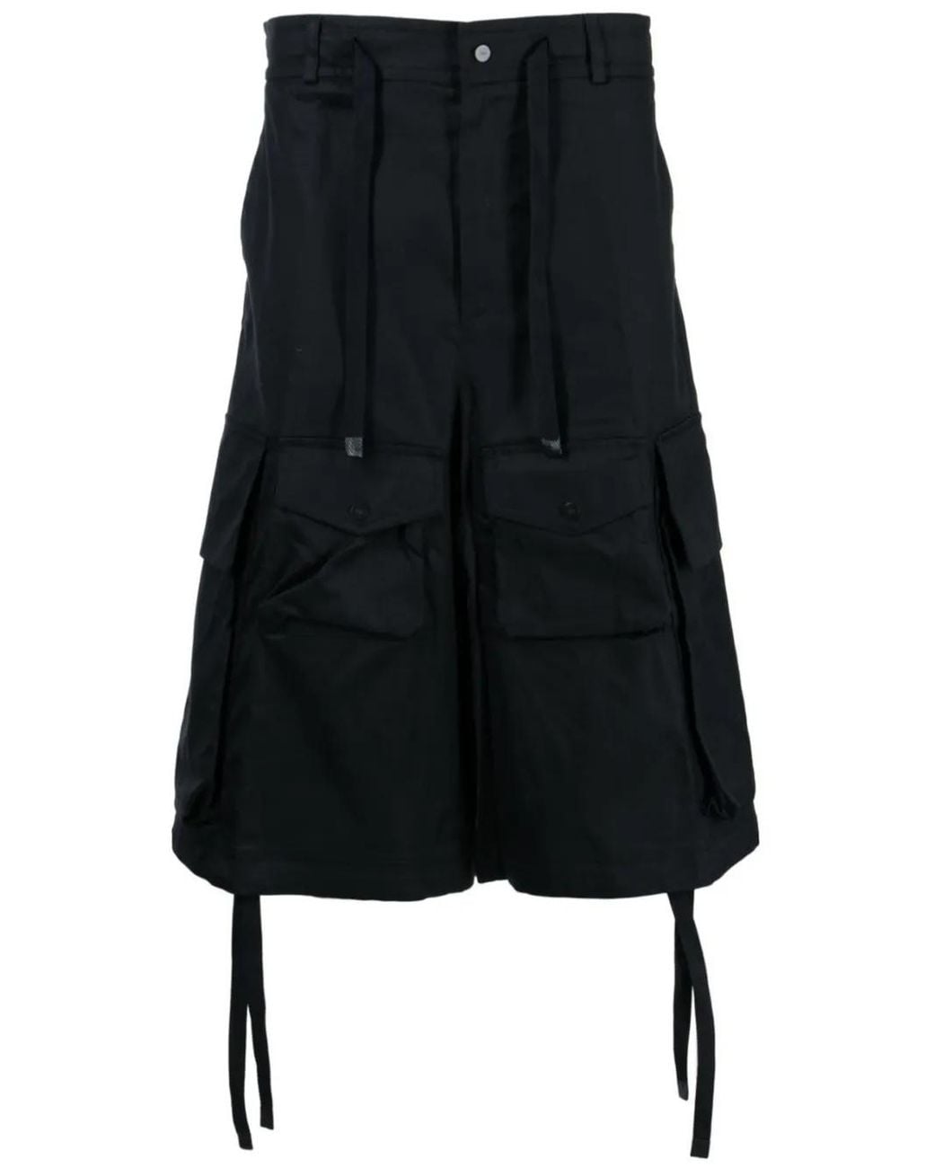 Moncler Black Drop-Crotch Shorts for men