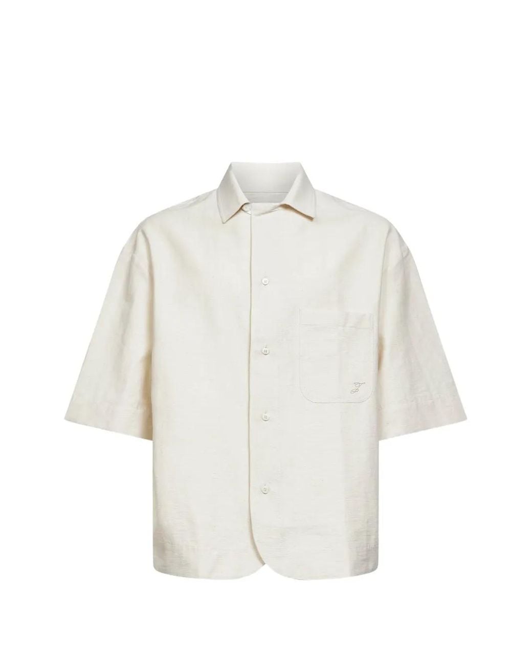 Jacquemus White Pocketed Logo Print Shirt for men
