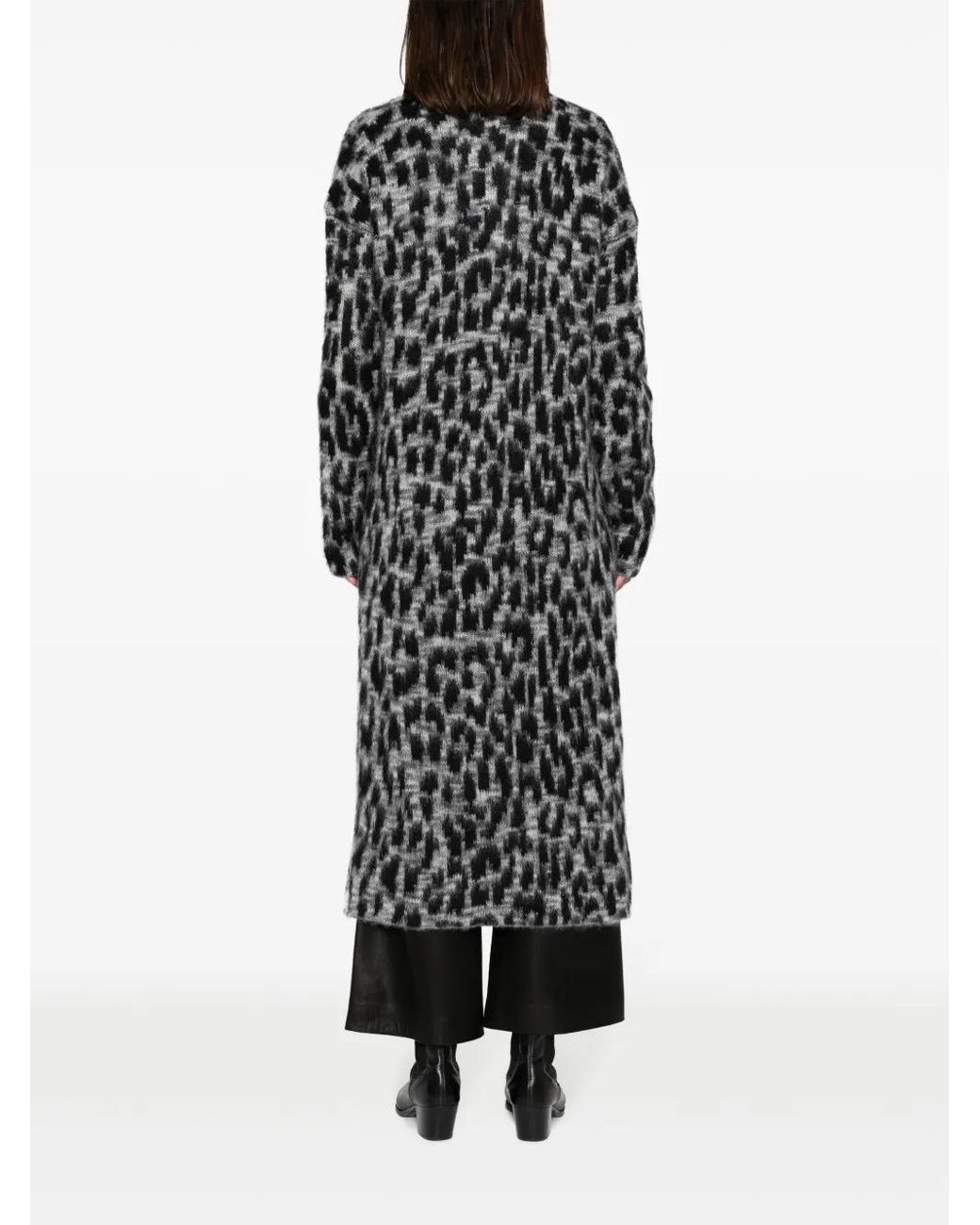 Zadig & Voltaire Black Leopard-Print Cardigan Coat