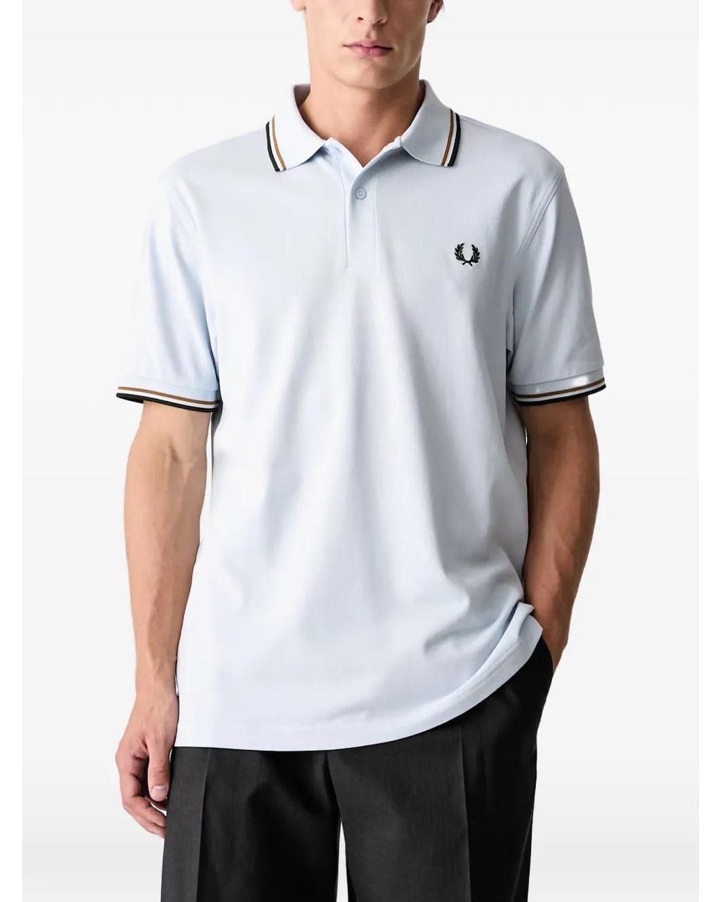 Fred Perry White Twin-Tipped Polo Shirt for men