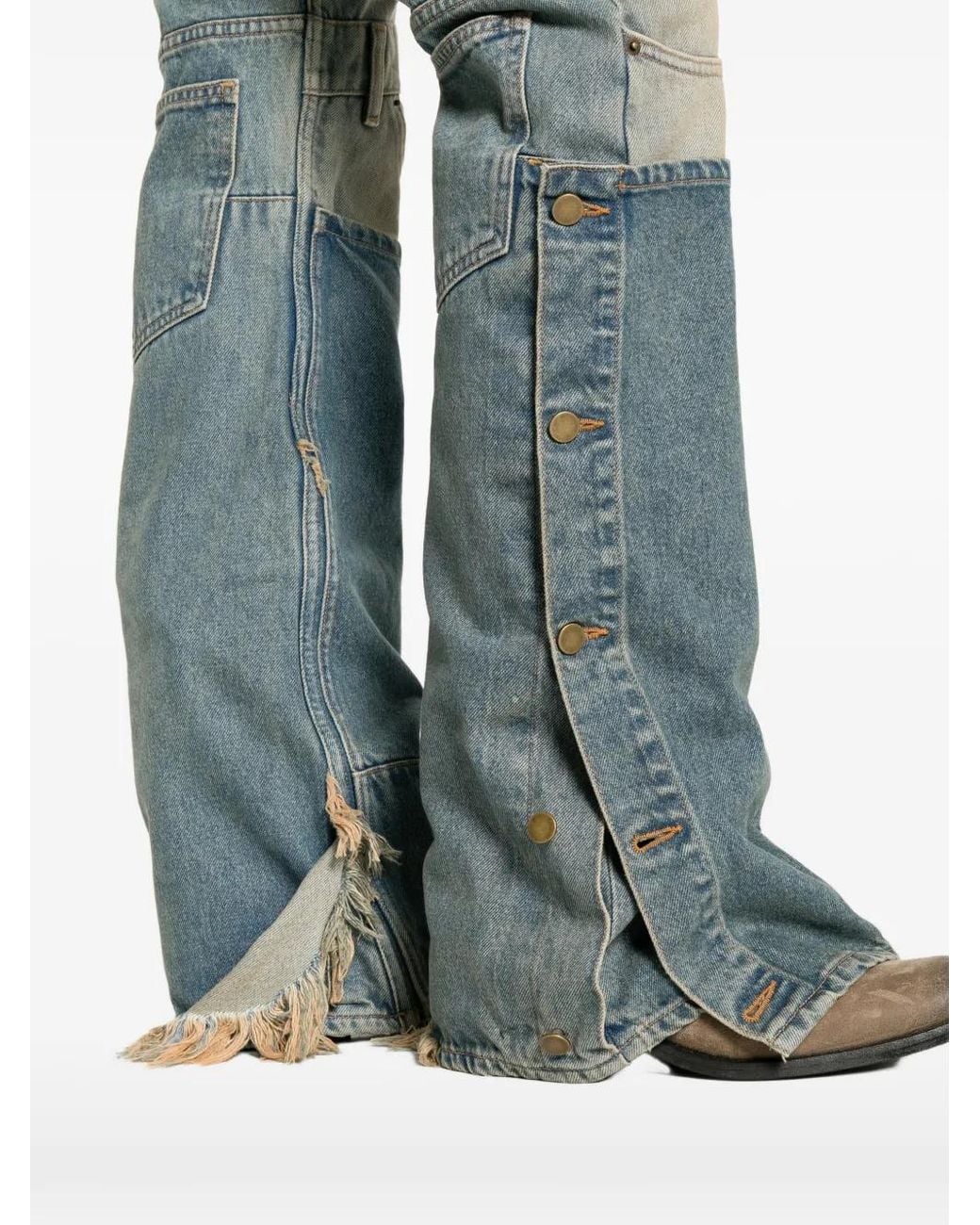 Secnd Slf Ausgefranste Jeans Mit Patchwork-Einsatz in Blue für Herren