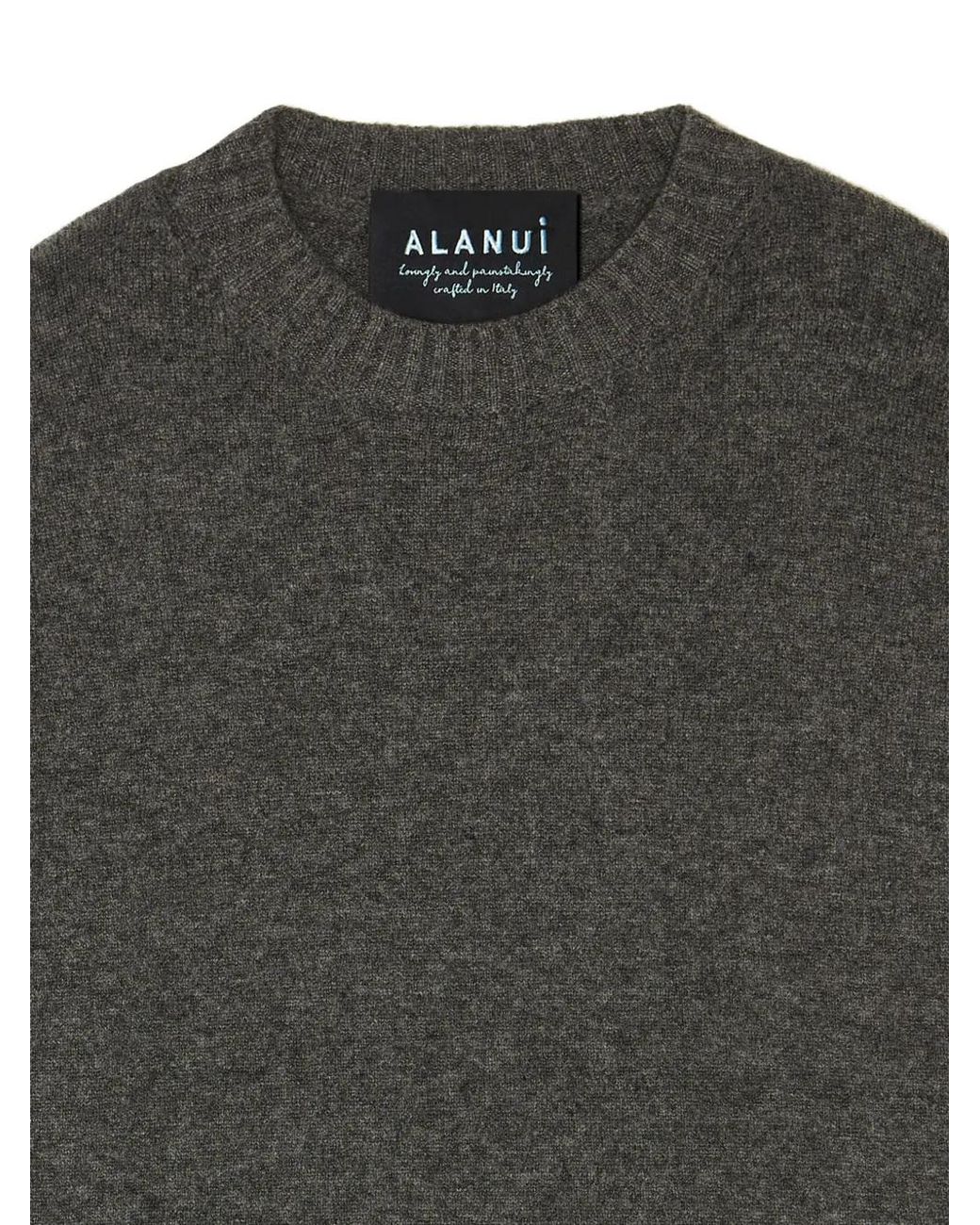 Alanui Gray Crew-Neck Cashmere-Blend Sweater