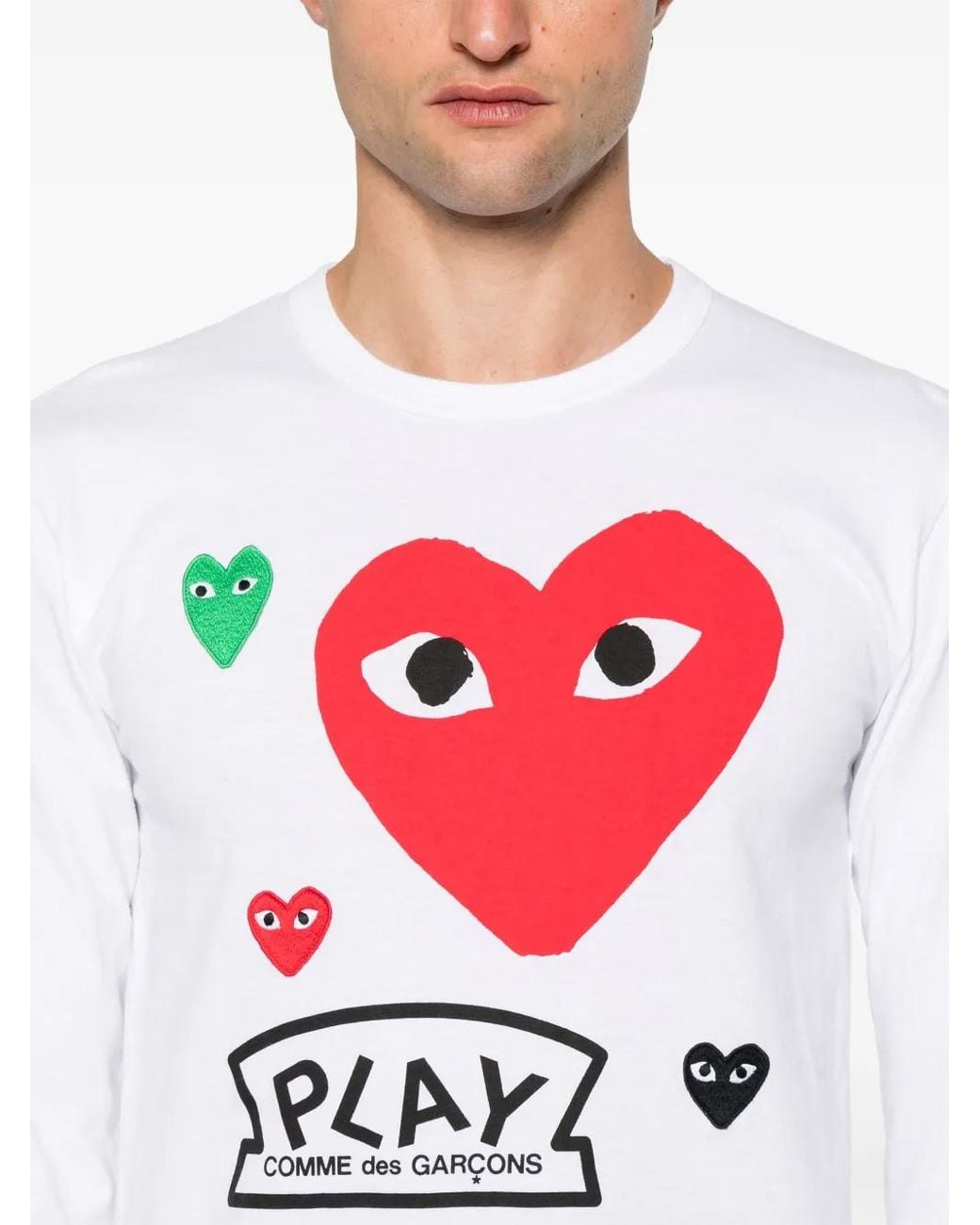 COMME DES GARÇONS PLAY White Logo-Print T-Shirt
