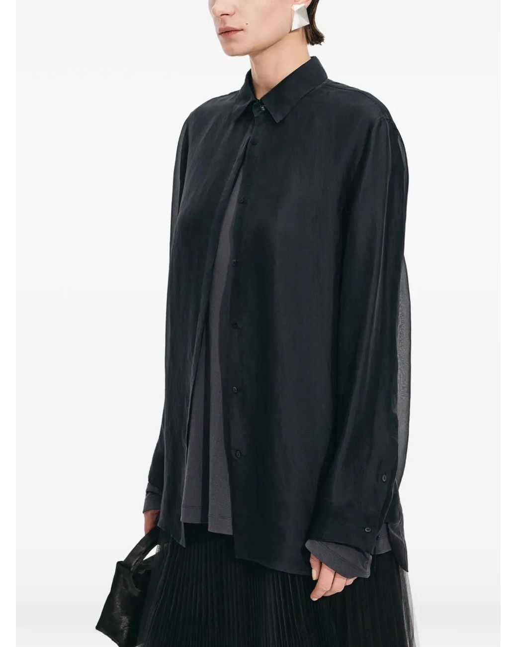 JNBY Blue Long-Sleeved Organza Shirt