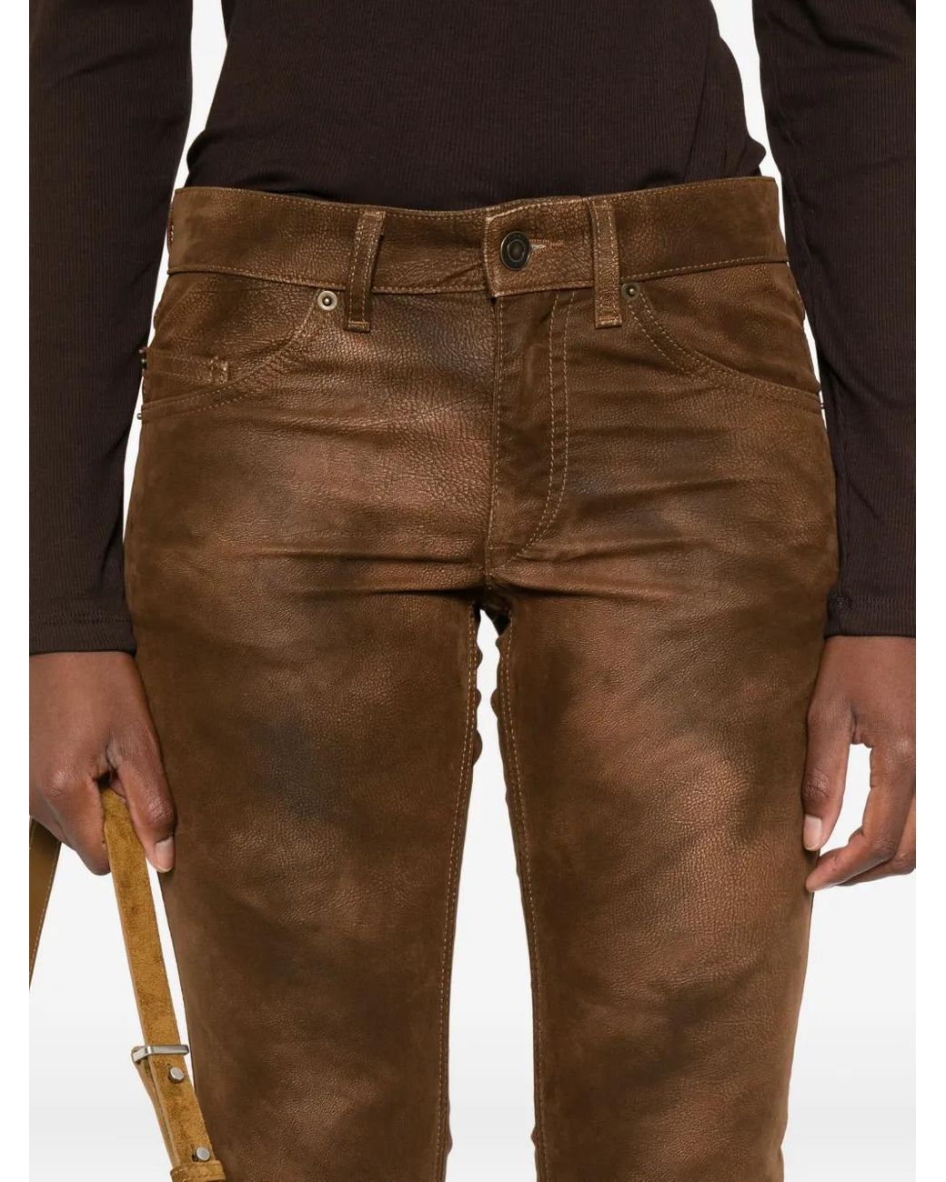 Isabel Marant Kelsie Broek Met Leren-Effect in het Brown