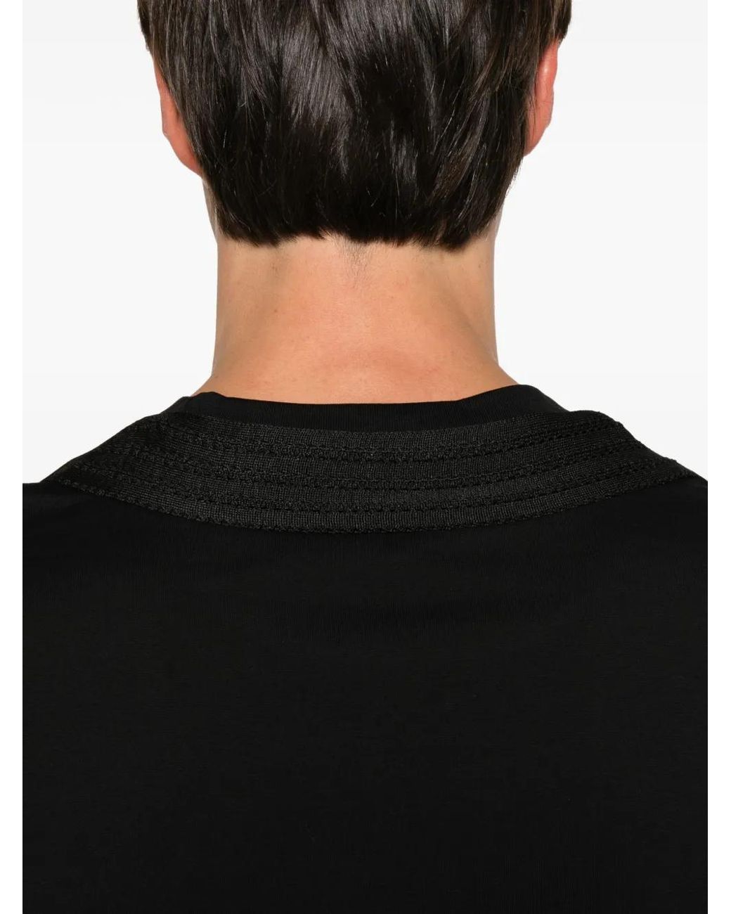 Low Brand Black Ribbed-Trim T-Shirt for men