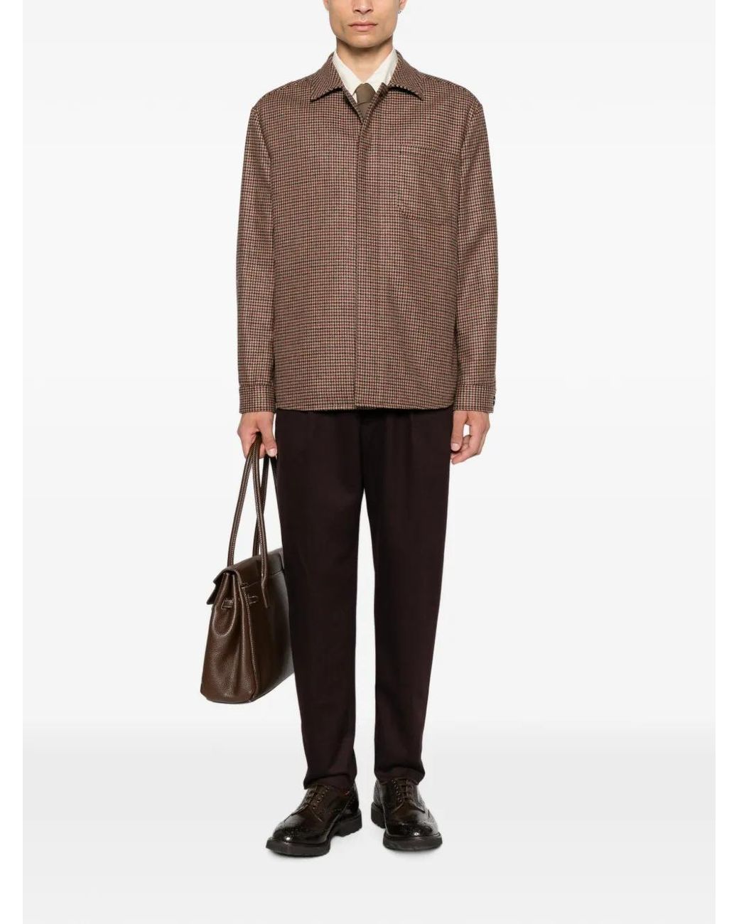 Eleventy Brown Veste À Motif Pied-De-Poule for men