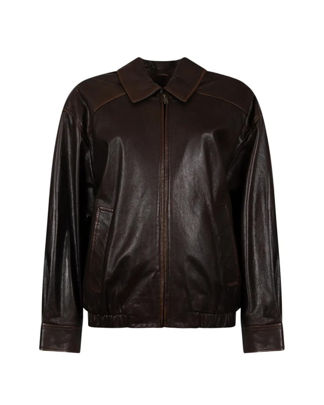Weekend by Maxmara Black Zip-Up Leather Jacket
