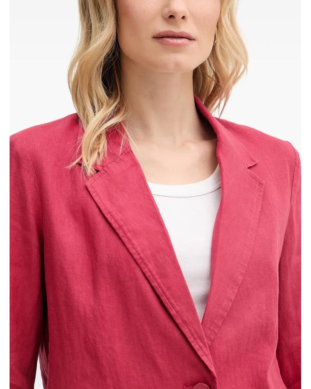 Benetton Red Notch-Lapel Single-Breasted Blazer