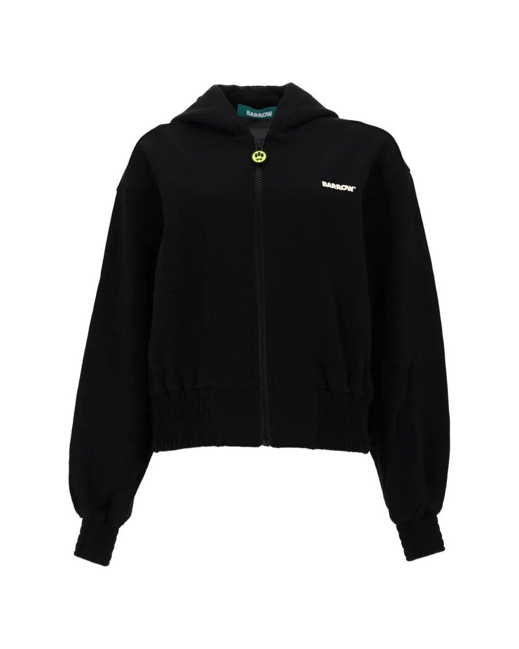 Barrow Black Logo-Print Zip-Up Hoodie
