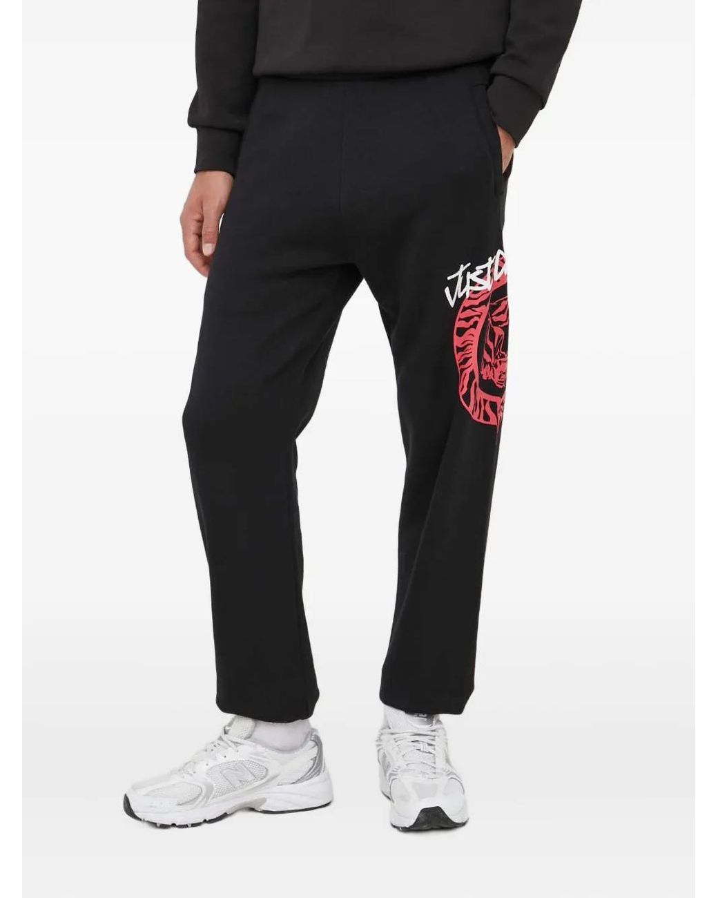 Just Cavalli Black Graphic Tiger Track Pants for men