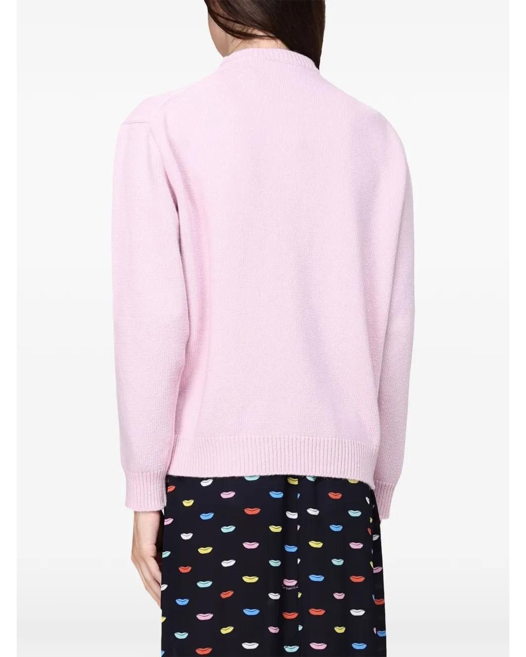 Fiorucci Pink Logo-Patch Merino Wool Sweater