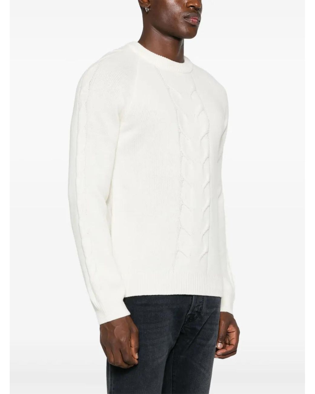 Woolrich White Cable-Knit Sweater for men