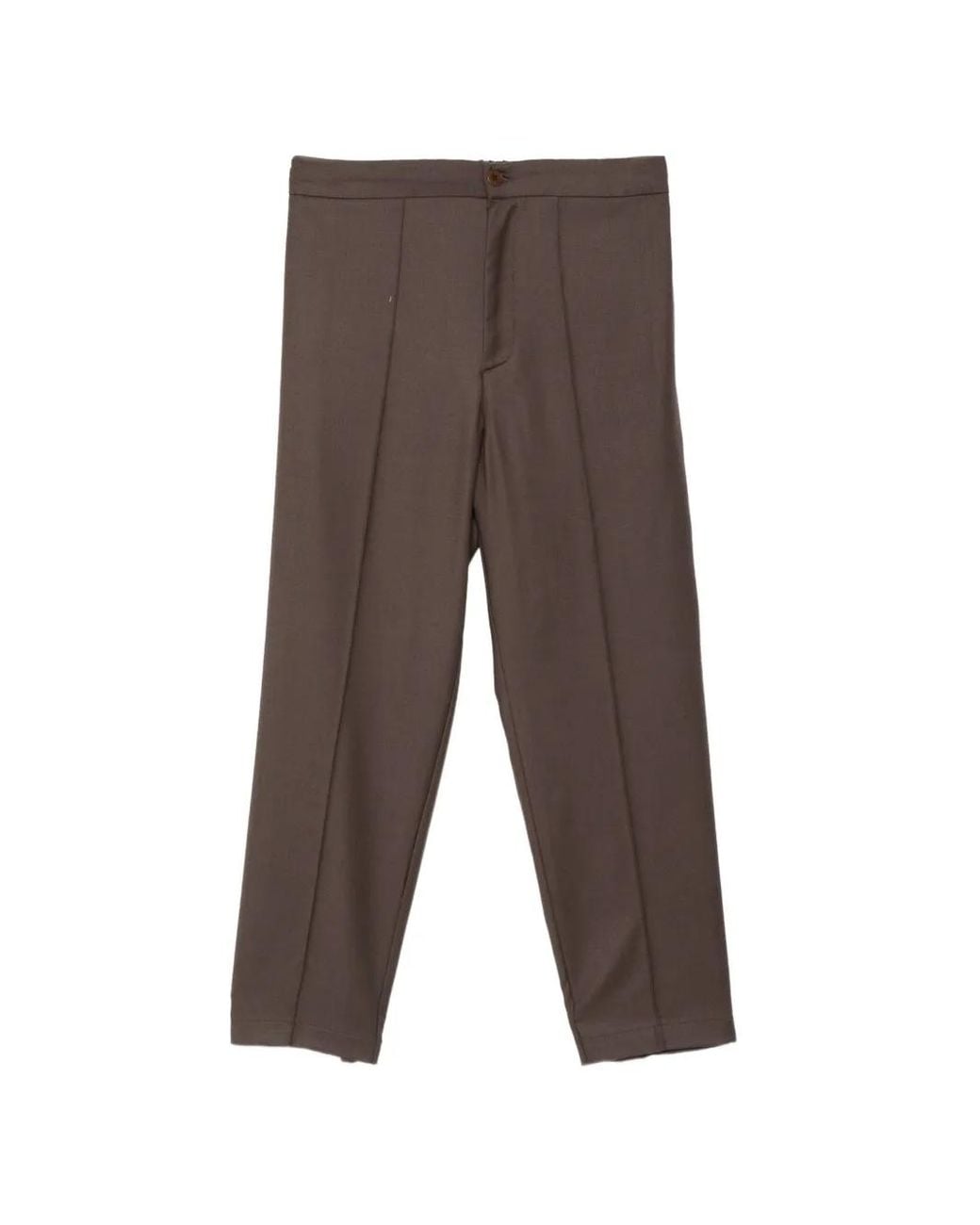 Costumein Brown Pressed-Crease Elasticated-Waist Trousers for men