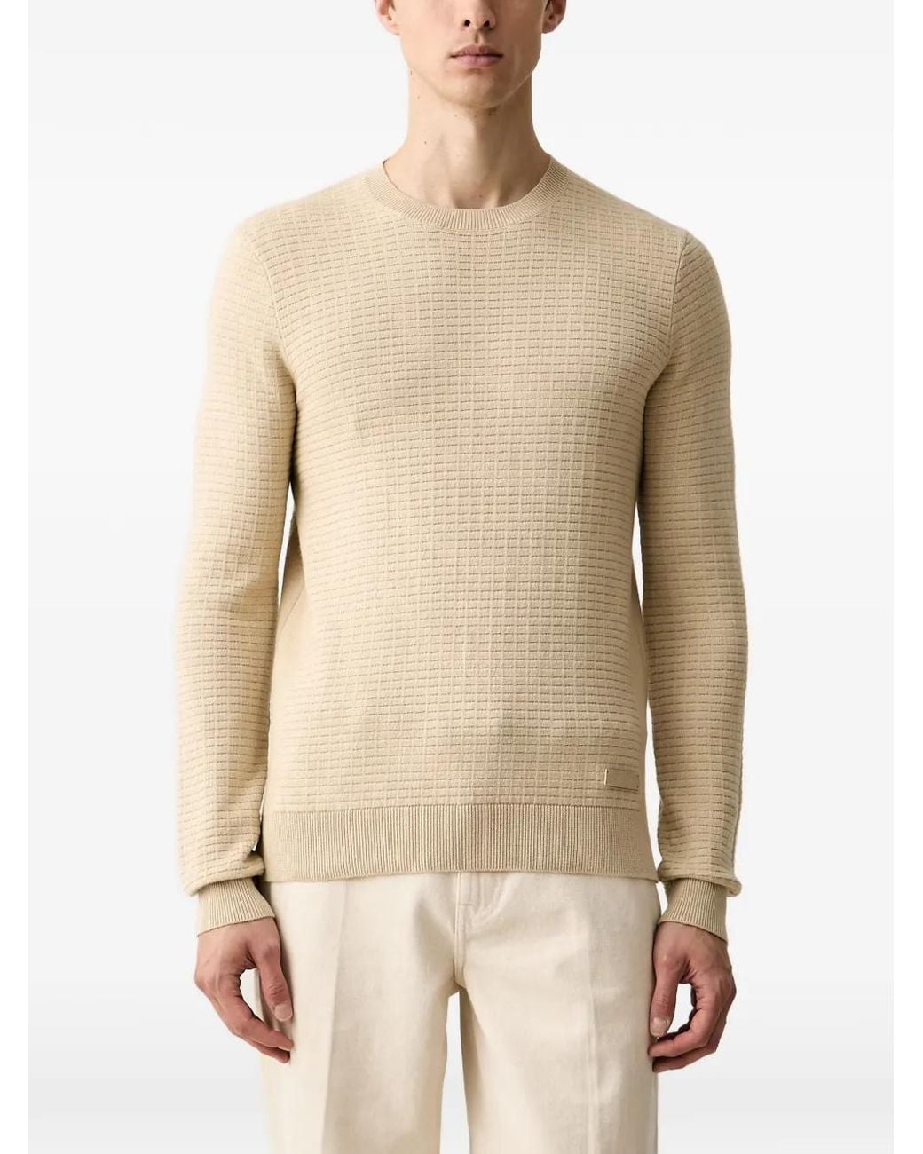 Trussardi Natural Textured-Knit Crew-Neck Sweater for men