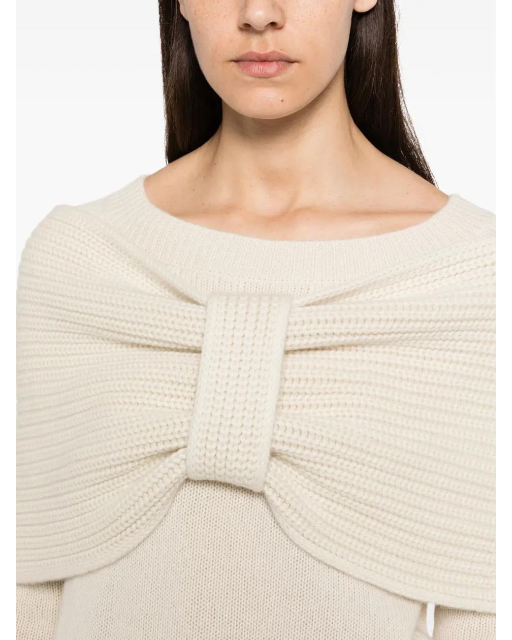 Ermanno Scervino Natural Bow-Detail Cashmere Sweater