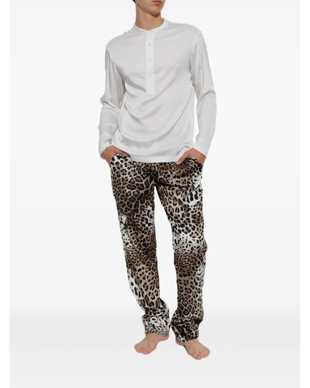 Tom Ford Black Leopard-Print Silk Pants for men