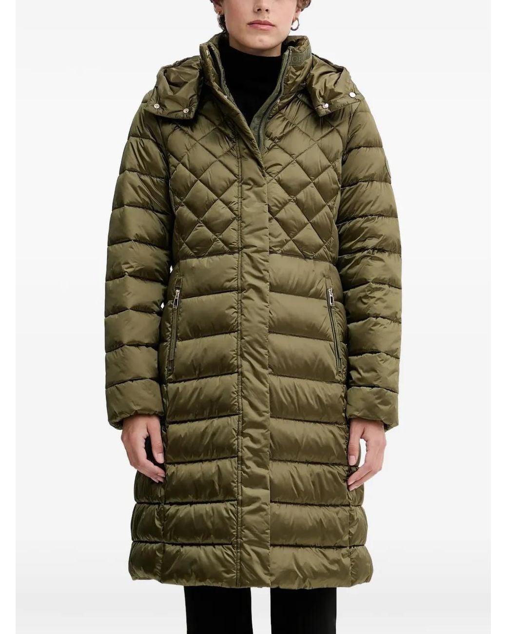 Joop! Green Constance Quilted-Design Coat