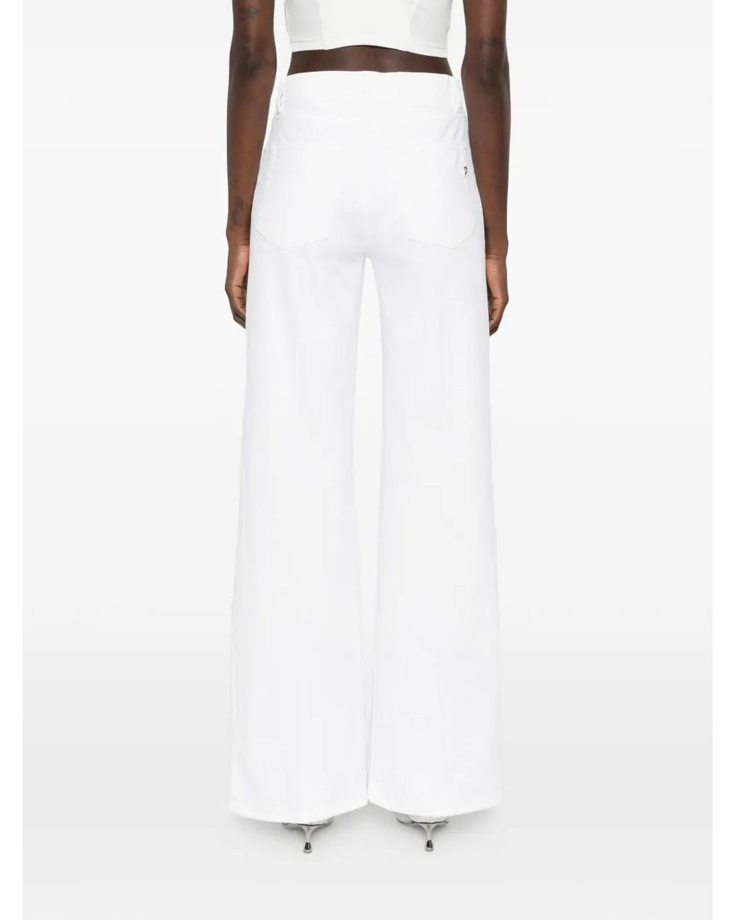 Dondup White Jean À Passants De Ceinture