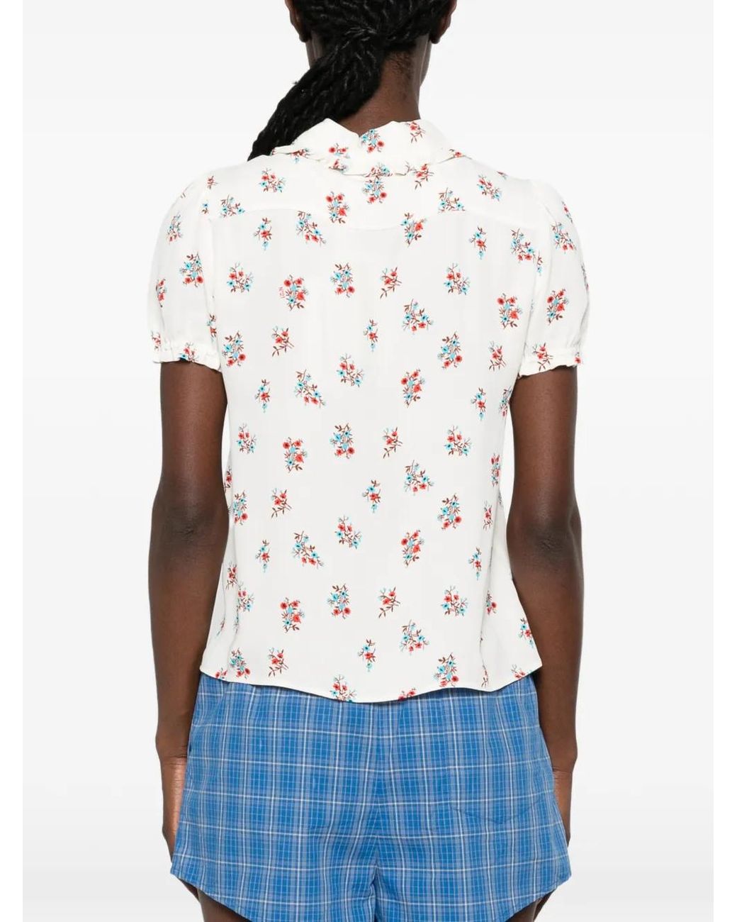 N°21 White Blouse À Fleurs Imprimées
