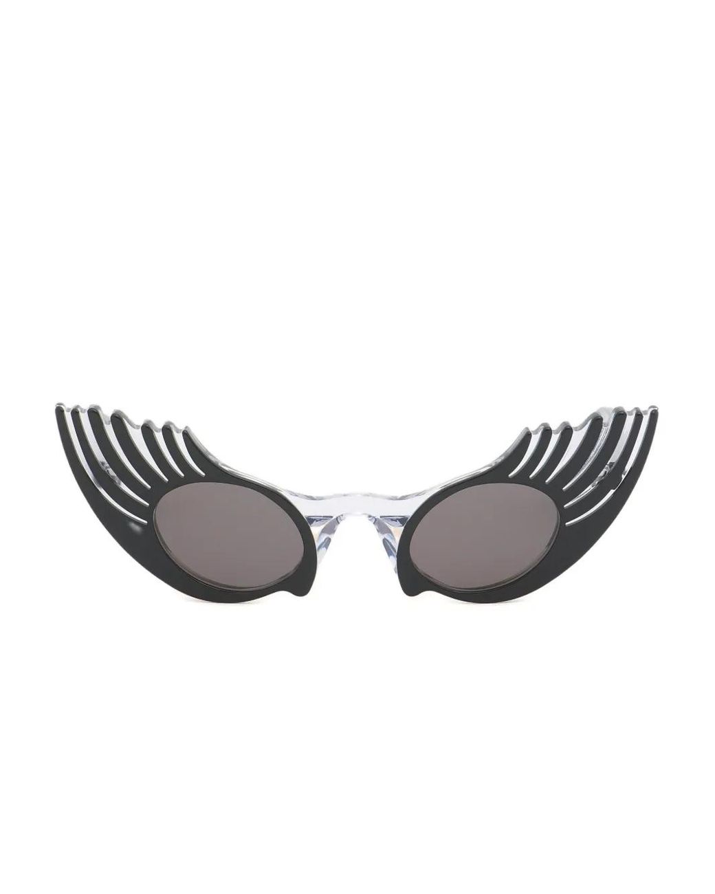 Marni Black Oval Eyelash-Effect Sunglasses