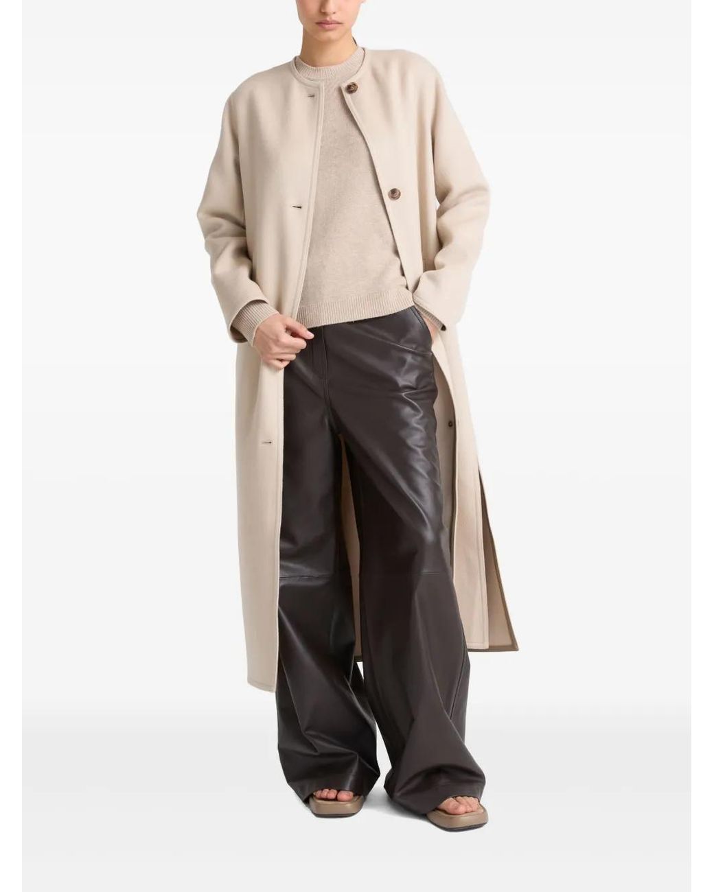 Yves Salomon Natural Cashmere-Blend Coat
