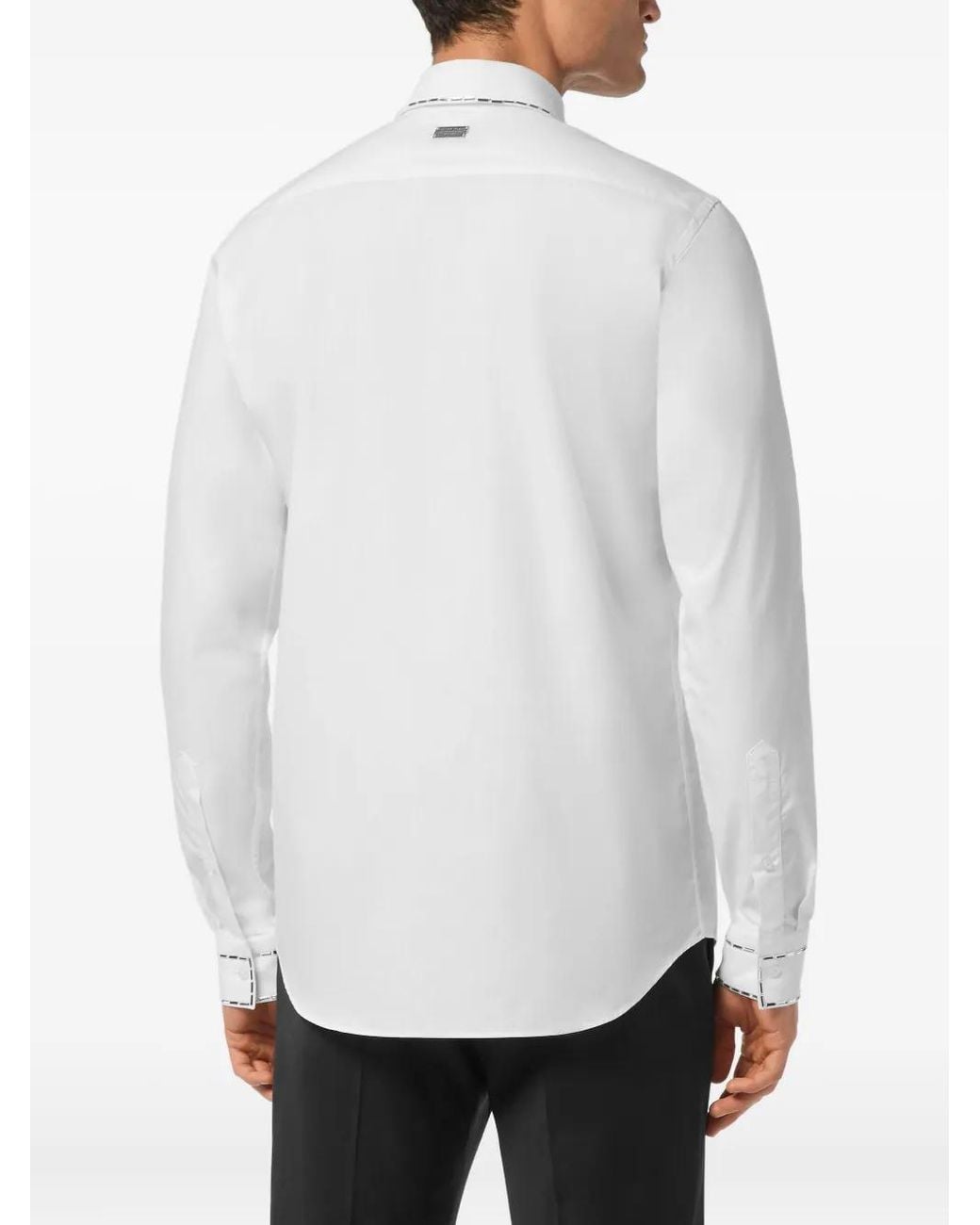 Philipp Plein White Shirt Tie Cut Ls Crystals for men