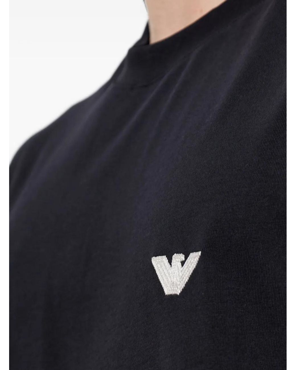 Emporio Armani Black T-Shirt À Logo Brodé for men