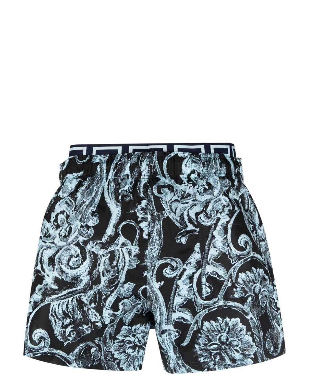 Versace Barocco Print Layered Swim Shorts in Blue for Men Lyst