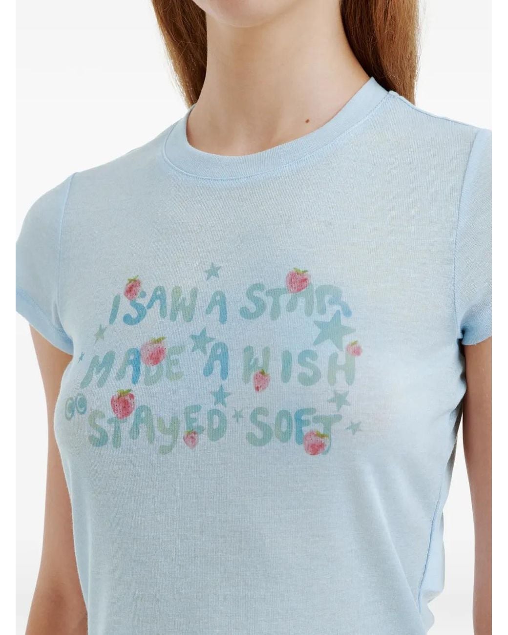 Mini Cream Blue Graphic-Print Short-Sleeve T-Shirt