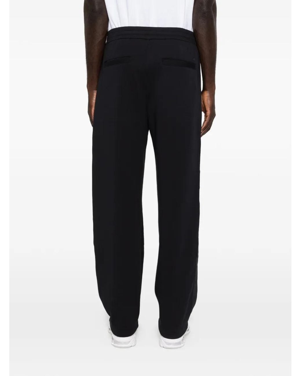Emporio Armani Black Double-Jersey Trousers With Micro Eagle Logo Band for men
