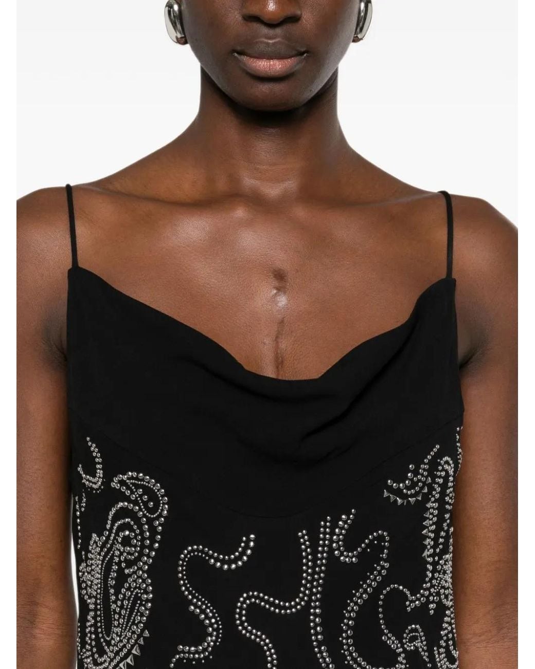 Dressing Styl IRO Ombry Stud-Embellished Cowl-Neck Midi Dress in Black | Lyst