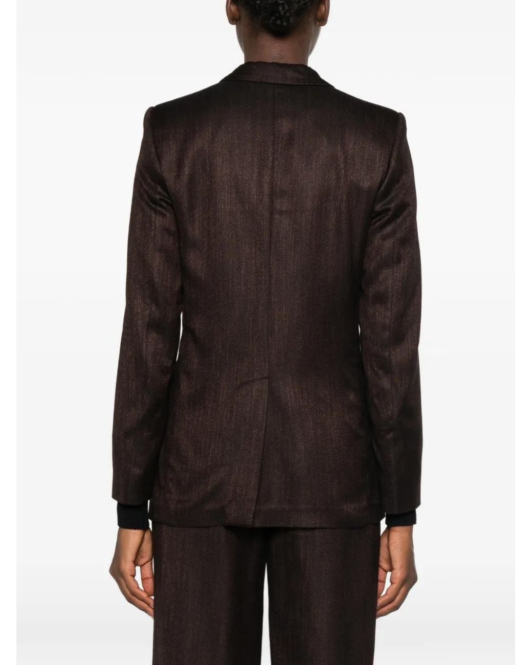 Lardini Brown Double-Breasted Peaked-Lapel Blazer