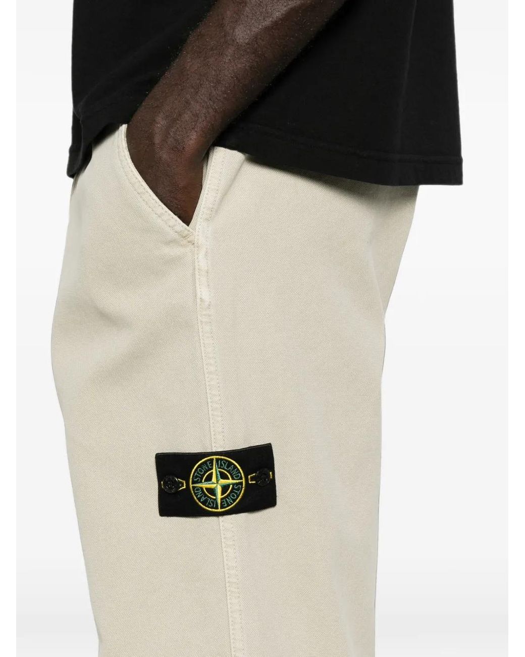 Stone Island White Pantalon Chino À Patch Logo for men