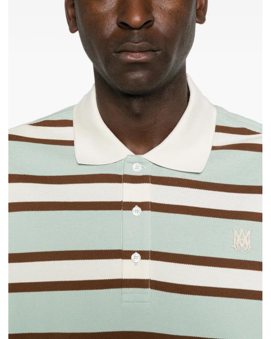 Amiri Gray Striped Short-Sleeve Polo Shirt for men