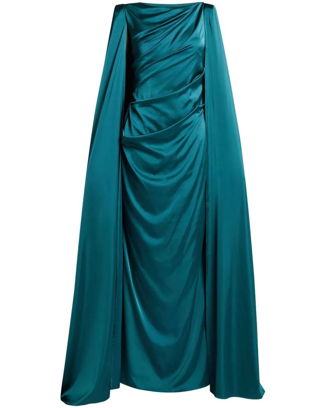 Talbot Runhof Blue Draped Cape Dress