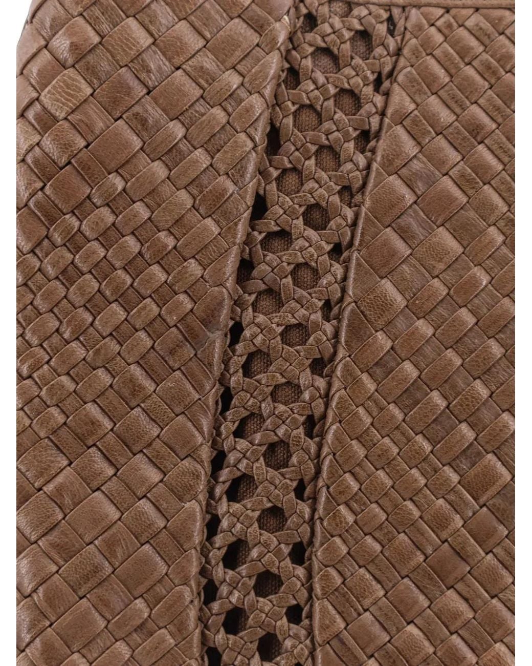 IBELIV Brown Lamia Woven Shoulder Bag