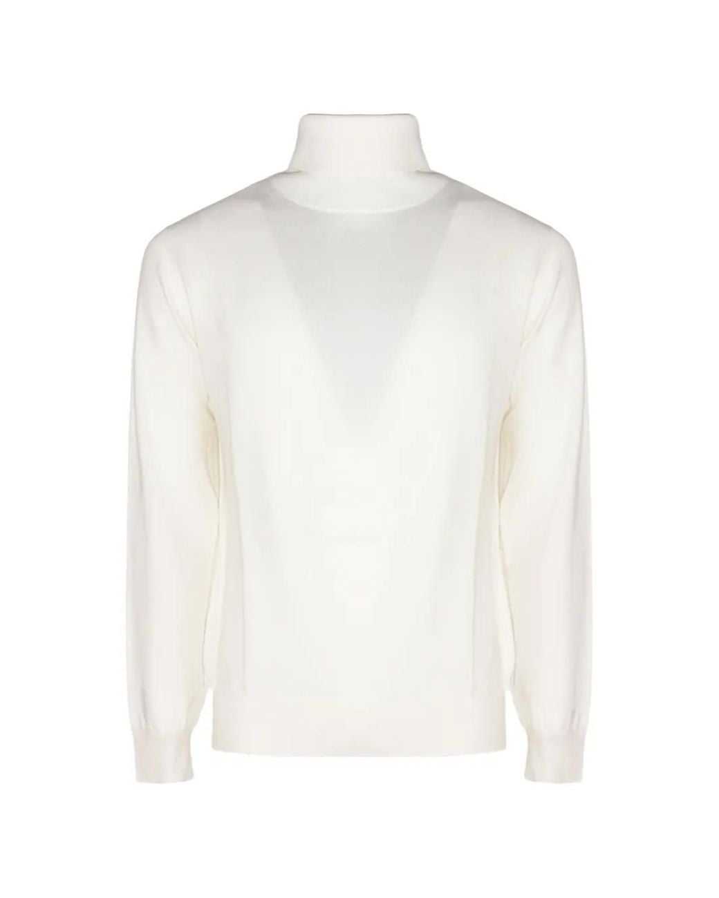 Kangra White Roll-Neck Ribbed-Trim Sweater for men