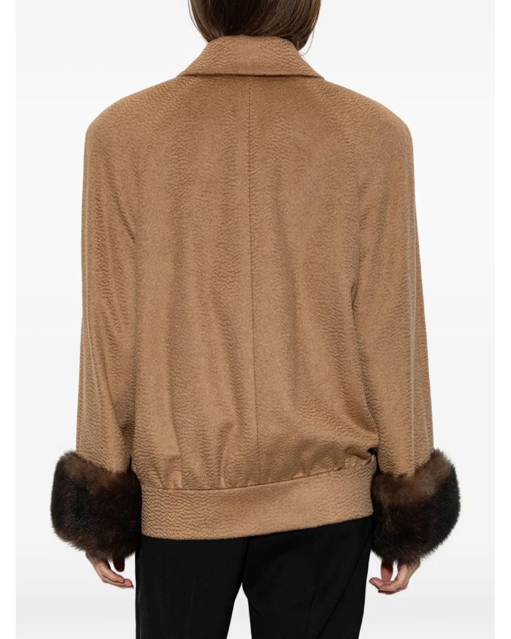 Valentino Garavani Brown Faux-Fur Camel-Hair Jacket