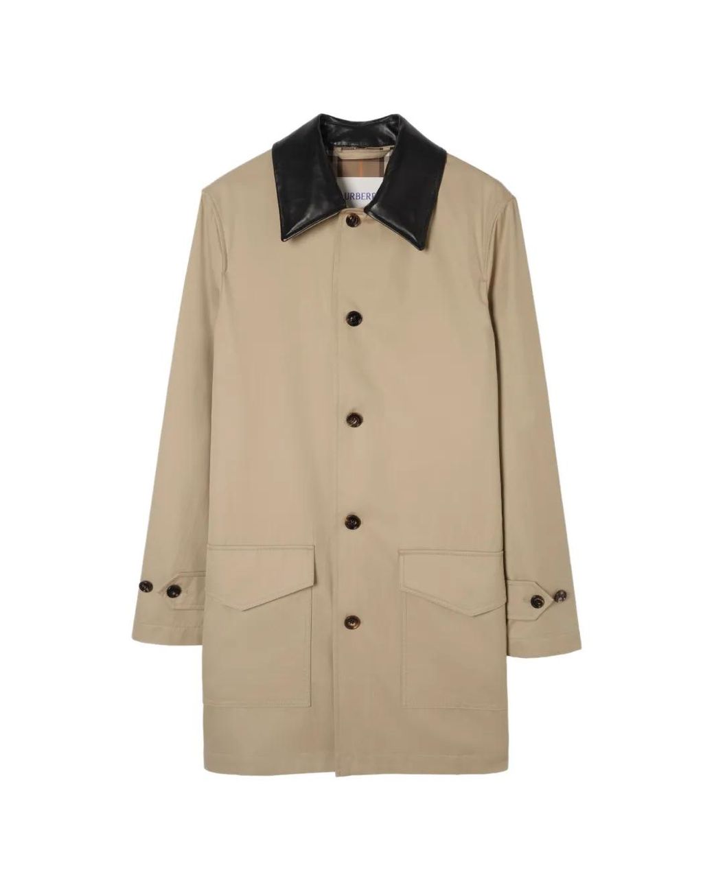 Burberry Natural Meadowbank Contrast-Collar Overcoat for men