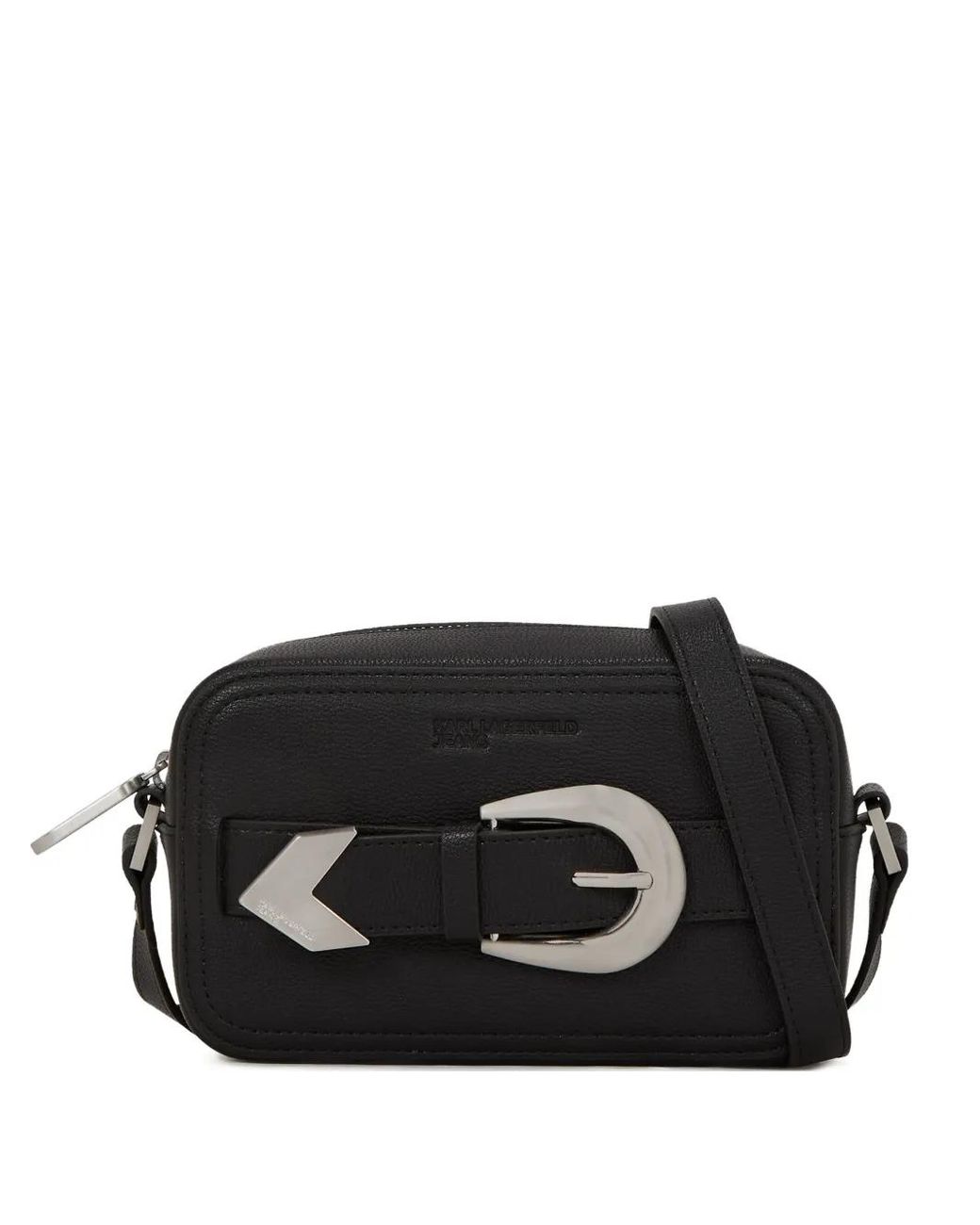 Karl Lagerfeld Black Buckle-Detail Crossbody Bag