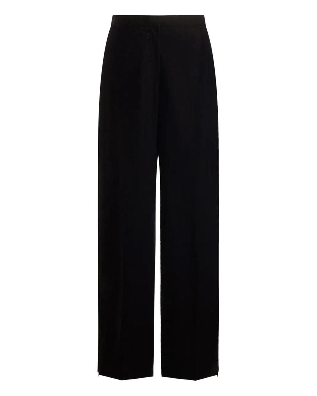 12 STOREEZ Black Velvet Straight-Leg Trousers