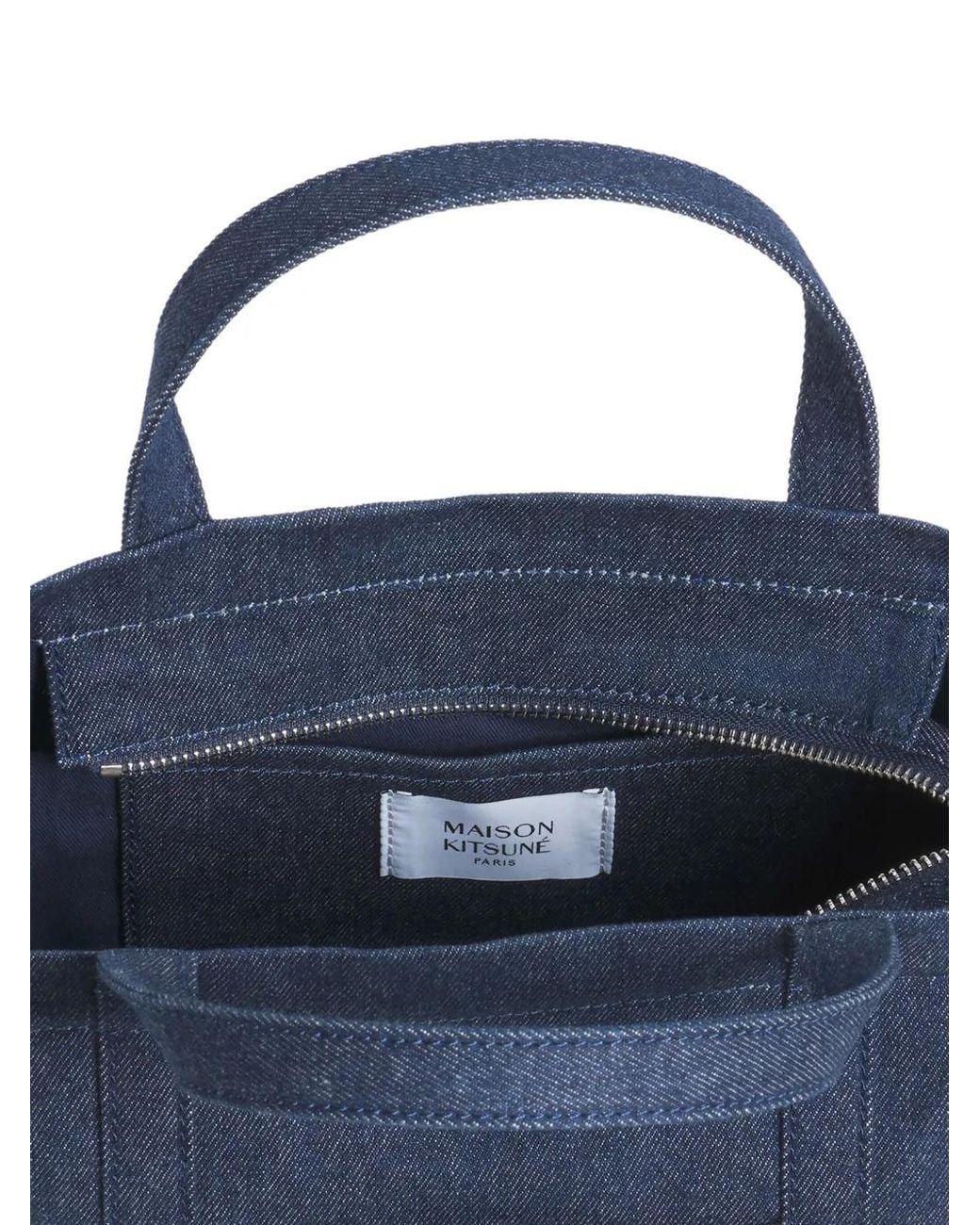 Maison Kitsuné Blue Small Fox Head Tote Bag